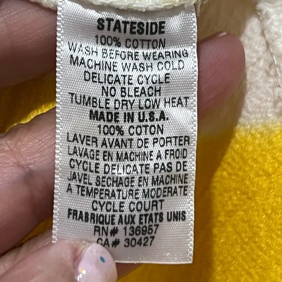 Stateside Anthropologie Tie Dye Sweatshirt Yellow White Lightweight SZ S EUC - Picture 5 of 7